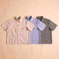 Roswell NM UFO Crash Log Oversized Striped Shirt — Orbital Archive Sci-Fi Streetwear — Boxy Cropped Button Up Short Sleeve Summer Top