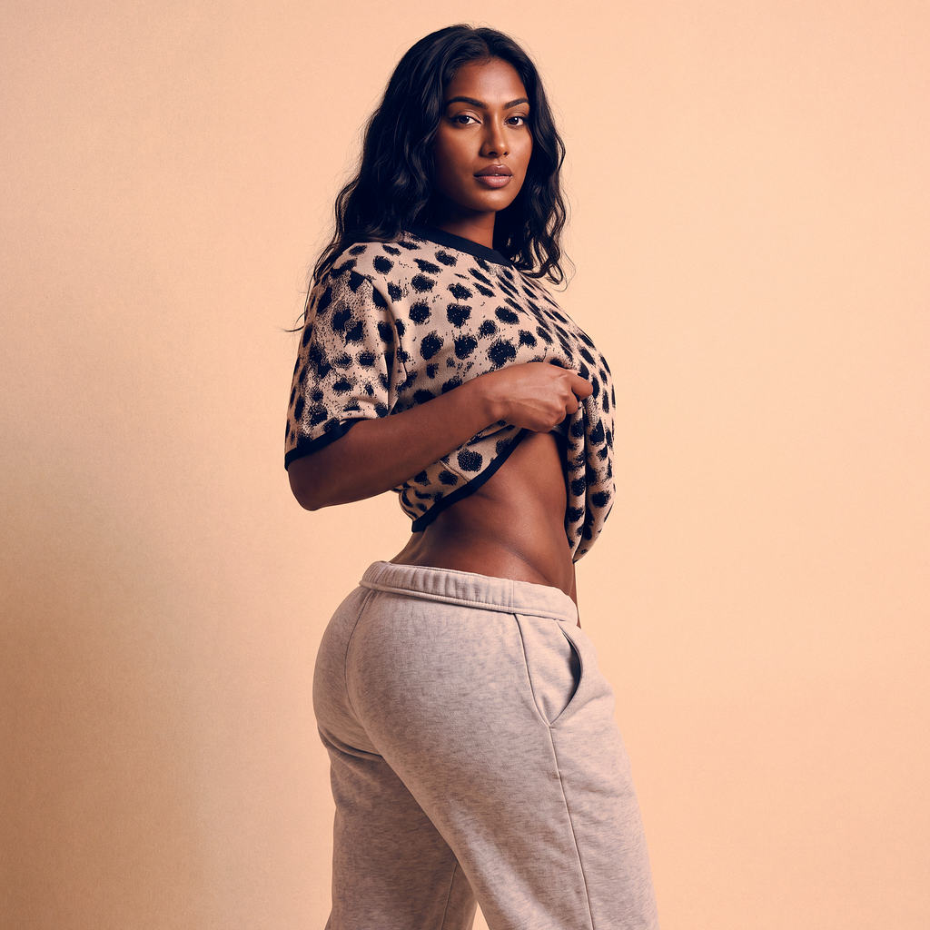 Cheetah Print Knitted T-Shirt — Heavyweight Unisex Jacquard Soft Cotton Blend Knitted Tee — All-Over Animal Print Streetwear