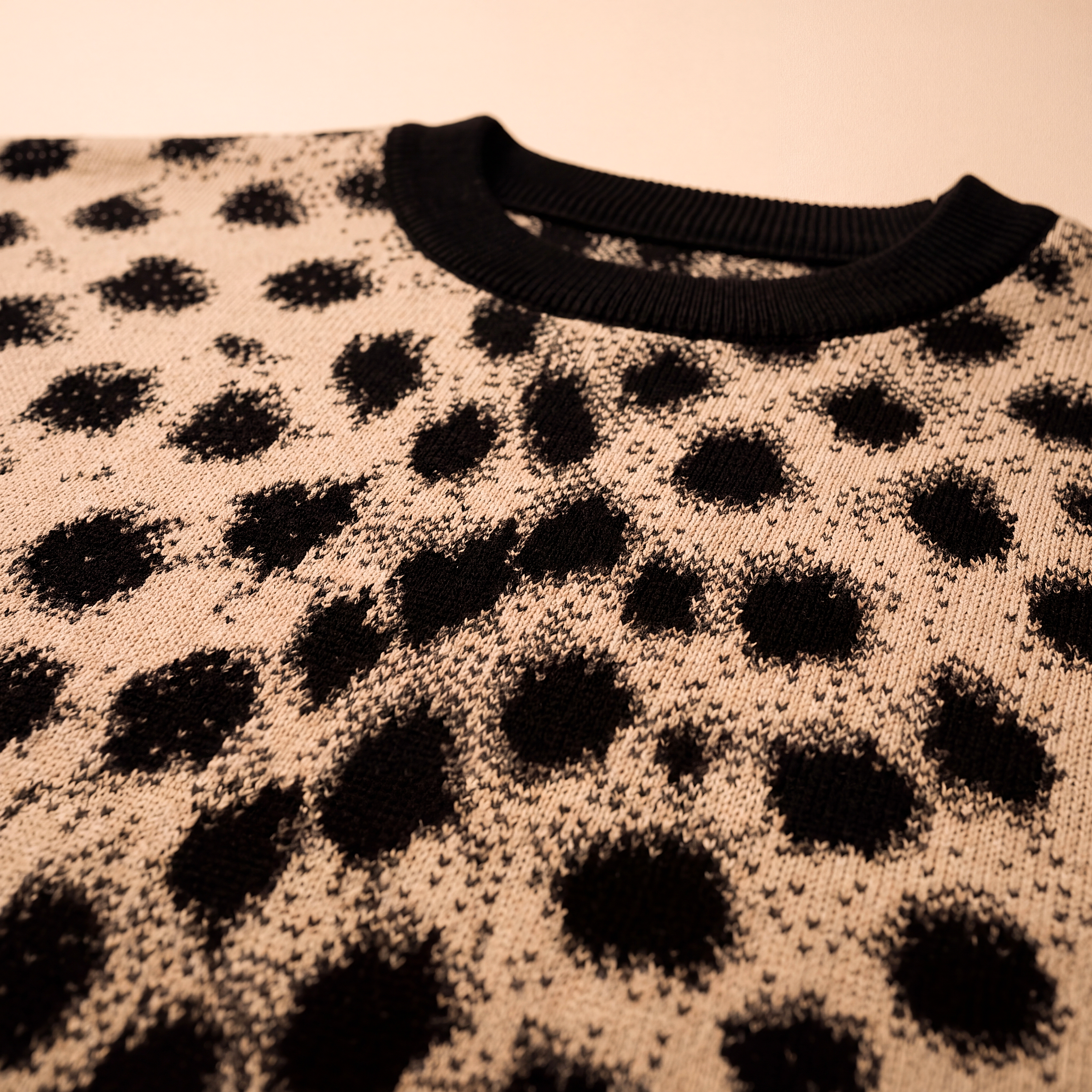 Cheetah Print Knitted T-Shirt — Heavyweight Unisex Jacquard Soft Cotton Blend Knitted Tee — All-Over Animal Print Streetwear