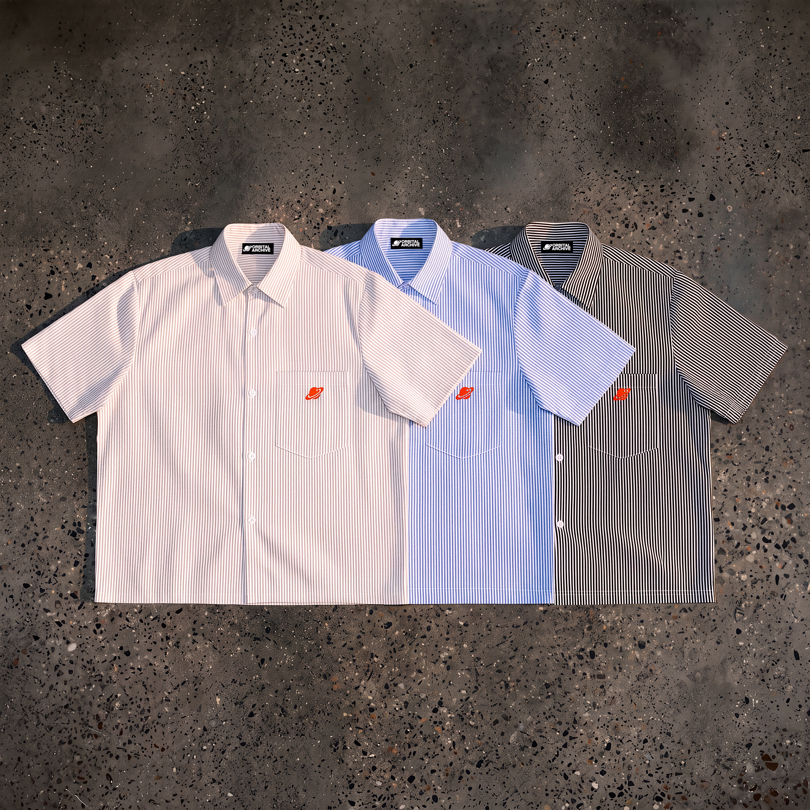 Roswell NM UFO Crash Log Oversized Striped Shirt — Orbital Archive Sci-Fi Streetwear — Boxy Cropped Button Up Short Sleeve Summer Top
