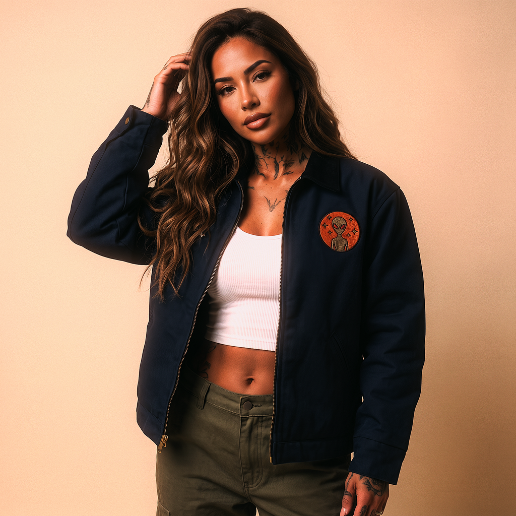 Varginha Incident Alien Embroidered Jacket | Duck Cloth Work Jacket
