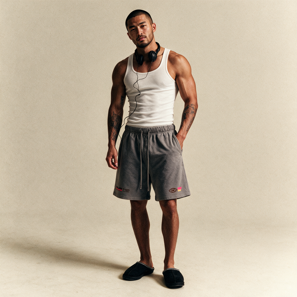Analog Decay Frayed Boxy Vintage Wash Sweat Shorts - VHS Vaporwave & Greco-Roman Dark Academia Streetwear
