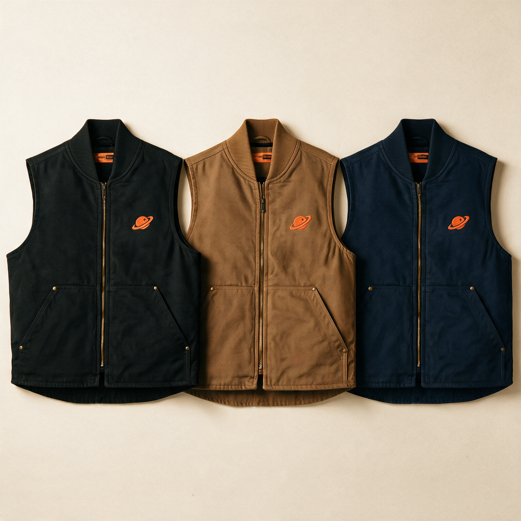 Orange Orbital Archive Planet Logo Embroidered Utility Vest | Workwear Duck Cloth Vest