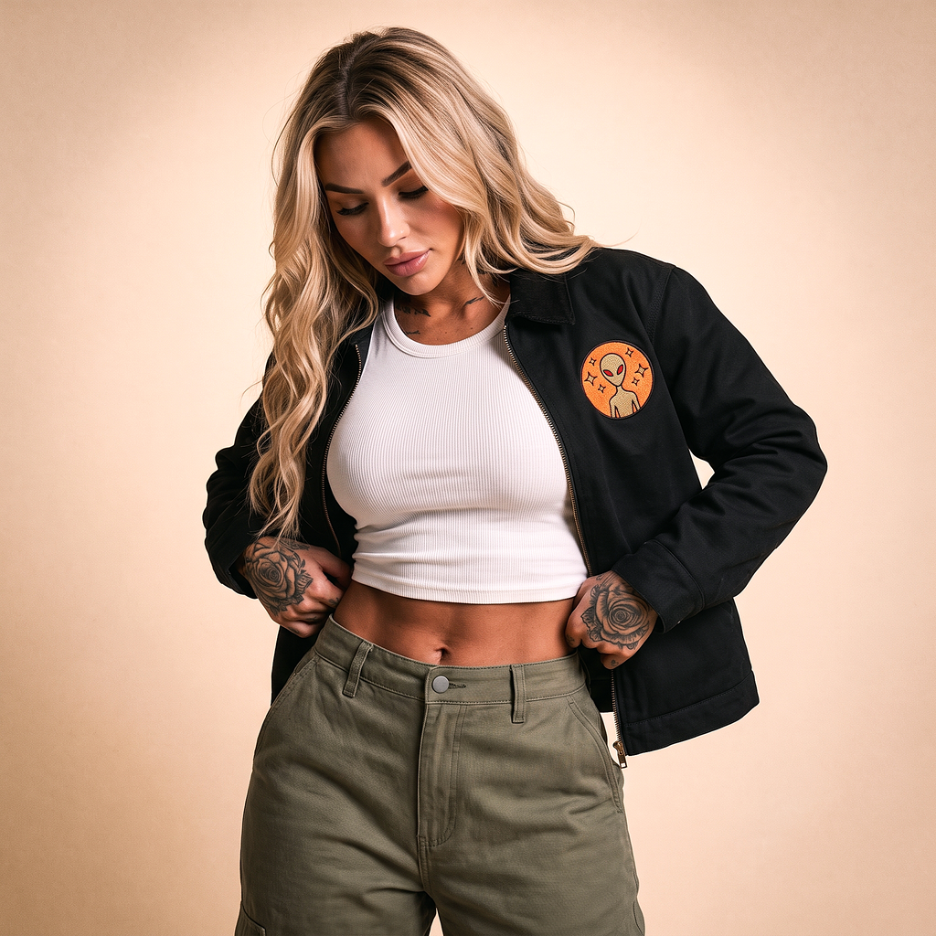 Varginha Incident Alien Embroidered Jacket | Duck Cloth Work Jacket