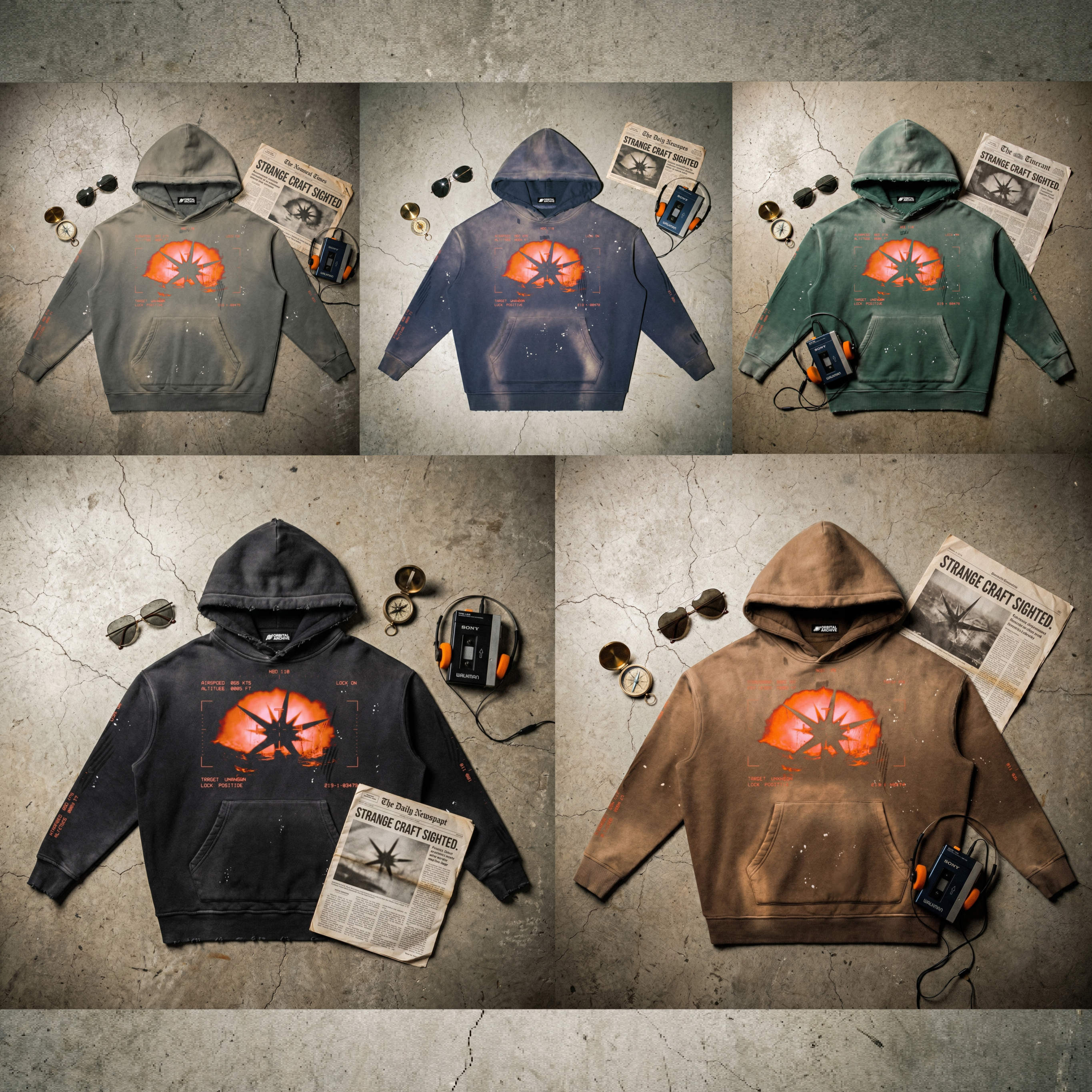 Spiky UFO - Vintage Washed Frayed Fleece Disclosure Hoodie