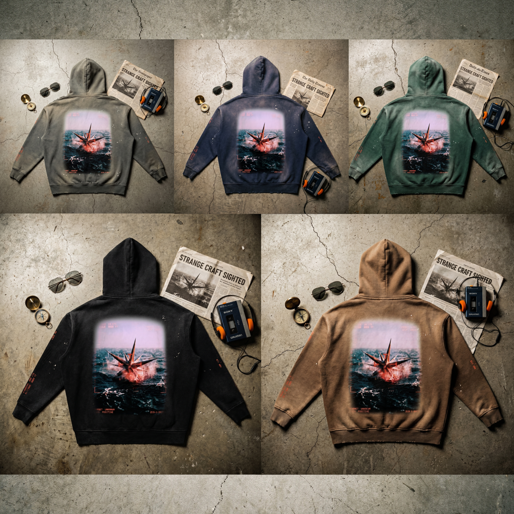 Spiky UFO - Vintage Washed Frayed Fleece Disclosure Hoodie