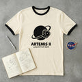 Artemis II Moon Mission Ringer Tee // Lunar Far Side Trajectory // 2026 NASA Orion Crewed Flight Souvenir // Retro 70s Style Space Shirt