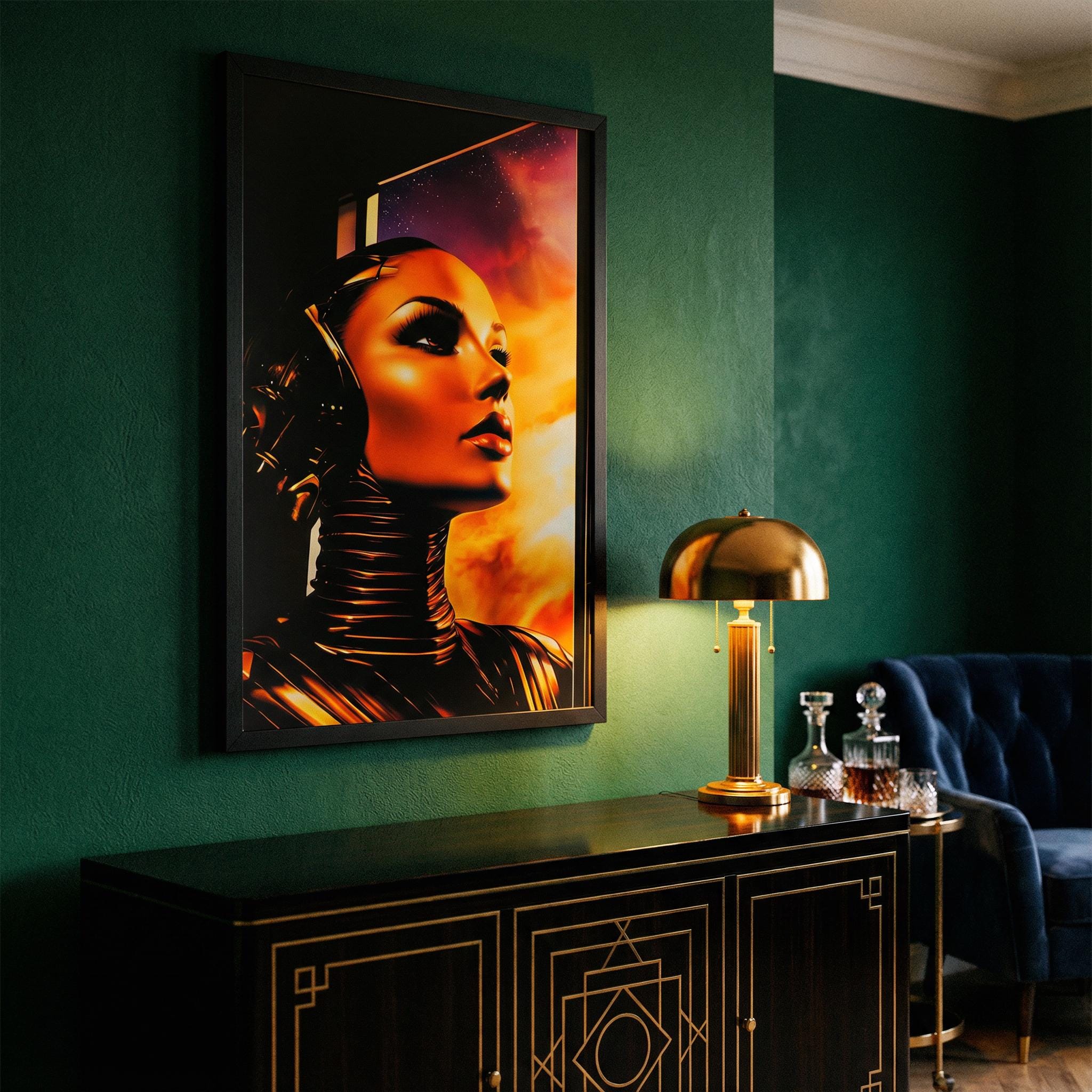 DIGITAL DOWNLOAD: Glamour in Peril Girl – No. 04 Retro-Futurist Art Print, Vintage 1960s Sci-Fi Android Poster, Mid-Century Space Age Decor