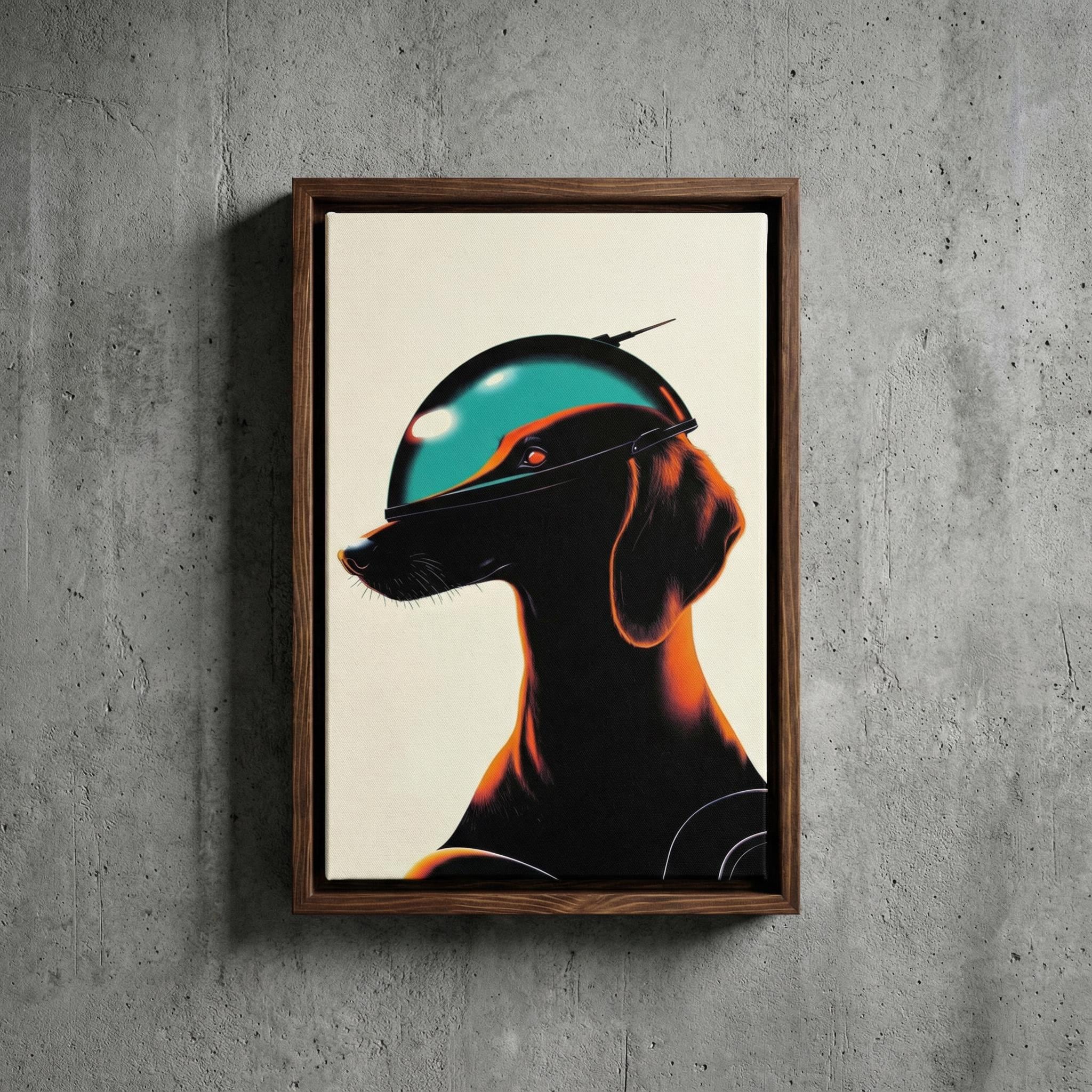 DIGITAL DOWNLOAD: Cyber-Dachshund - Orbital Archive No. 87 // Retro-Futurist Print, Sci-Fi Canine Wall Art, Mid-Century Noir Decor