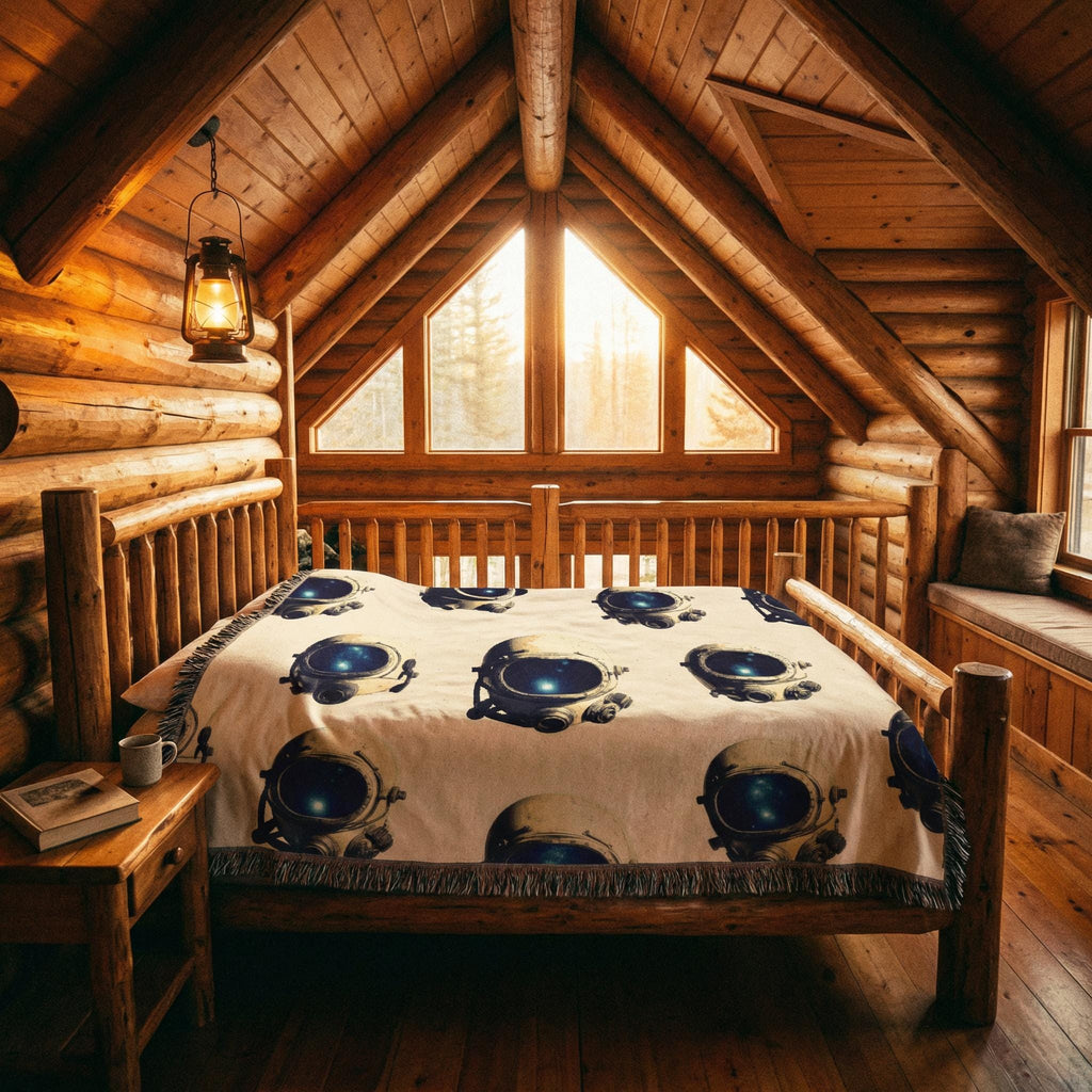 Retro-Futurist Astronaut Woven Throw Blanket – Sci-Fi Space Decor