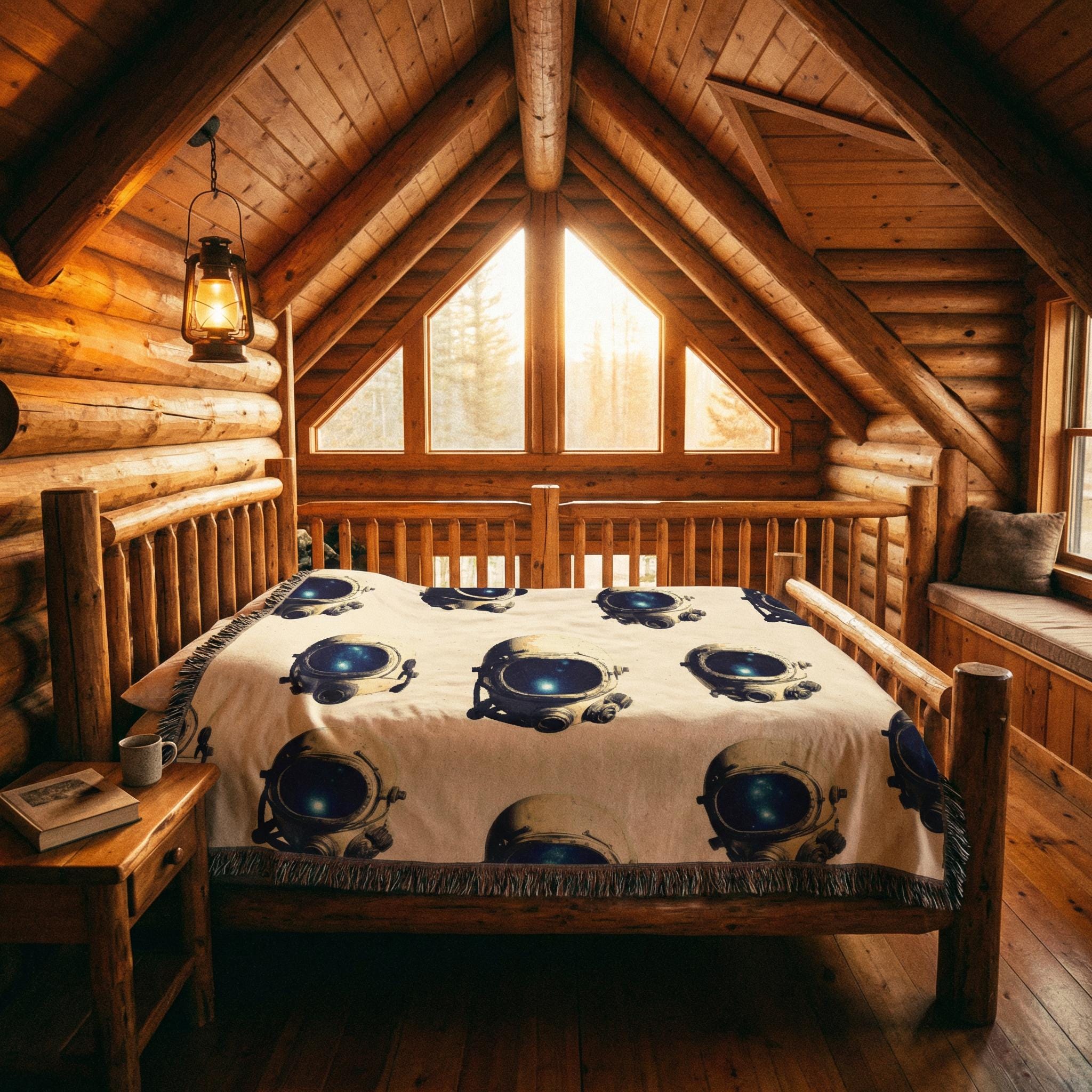 Retro-Futurist Astronaut Woven Throw Blanket – Sci-Fi Space Decor