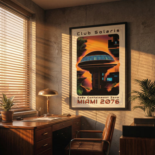 Club Solaris: Miami 2076 Retro-Futurist Framed Poster