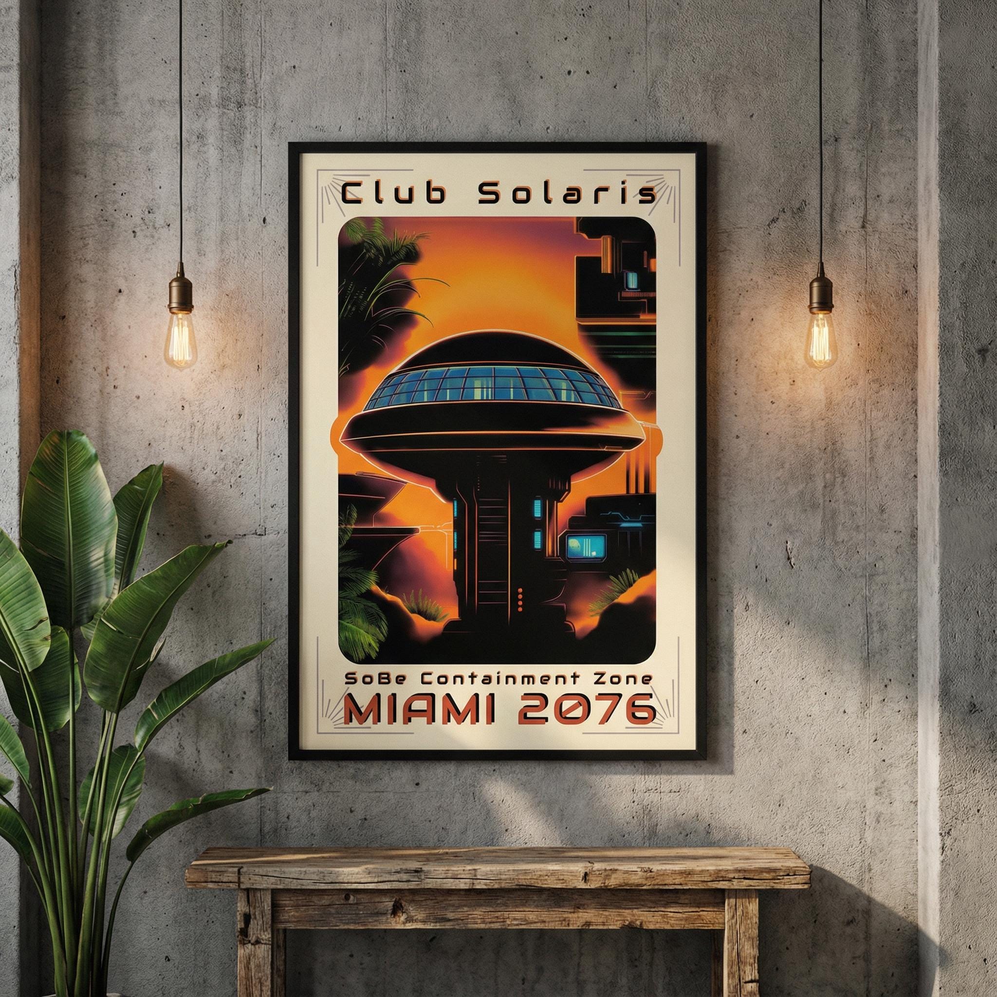 Club Solaris: Miami 2076 Retro-Futurist Framed Poster