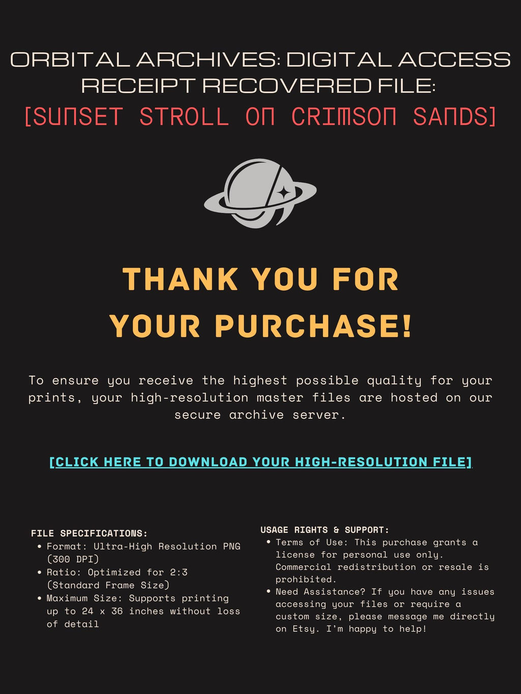 DIGITAL DOWNLOAD: Sunset Stroll on the Crimson Sands // Surreal Sci-Fi Romantic Art // Retro-Futuristic Wall Decor