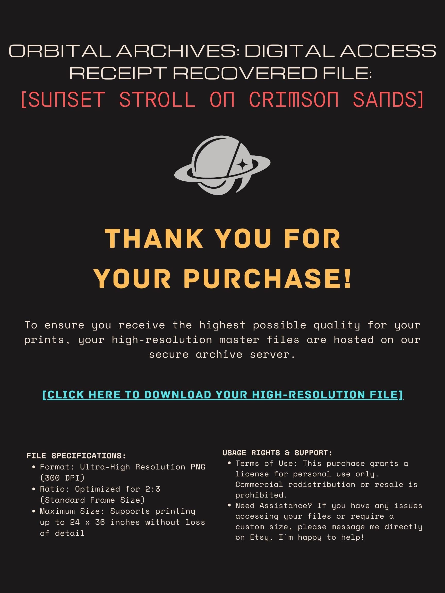 DIGITAL DOWNLOAD: Sunset Stroll on the Crimson Sands // Surreal Sci-Fi Romantic Art // Retro-Futuristic Wall Decor