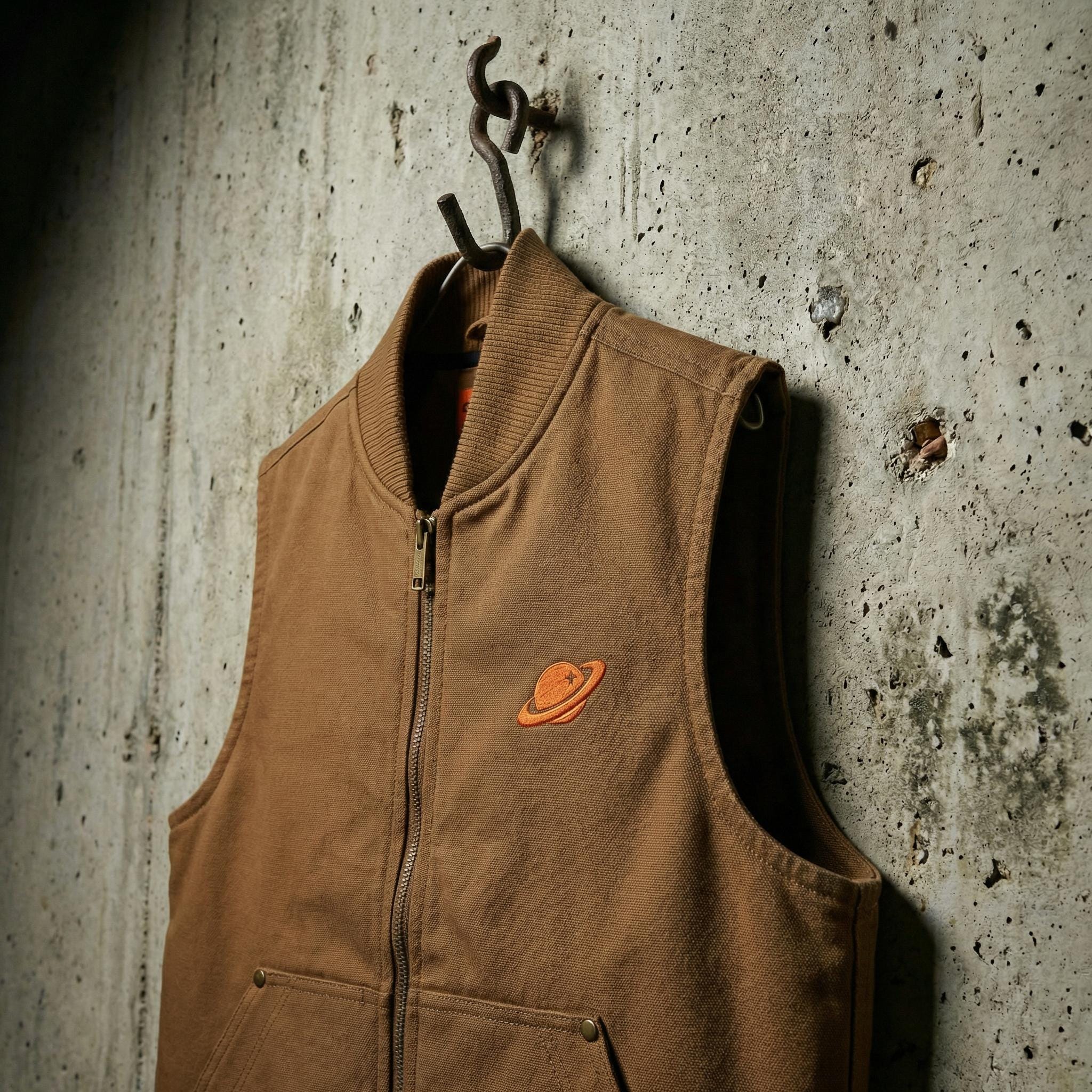 Orange Orbital Archive Planet Logo Embroidered Utility Vest | Workwear Duck Cloth Vest