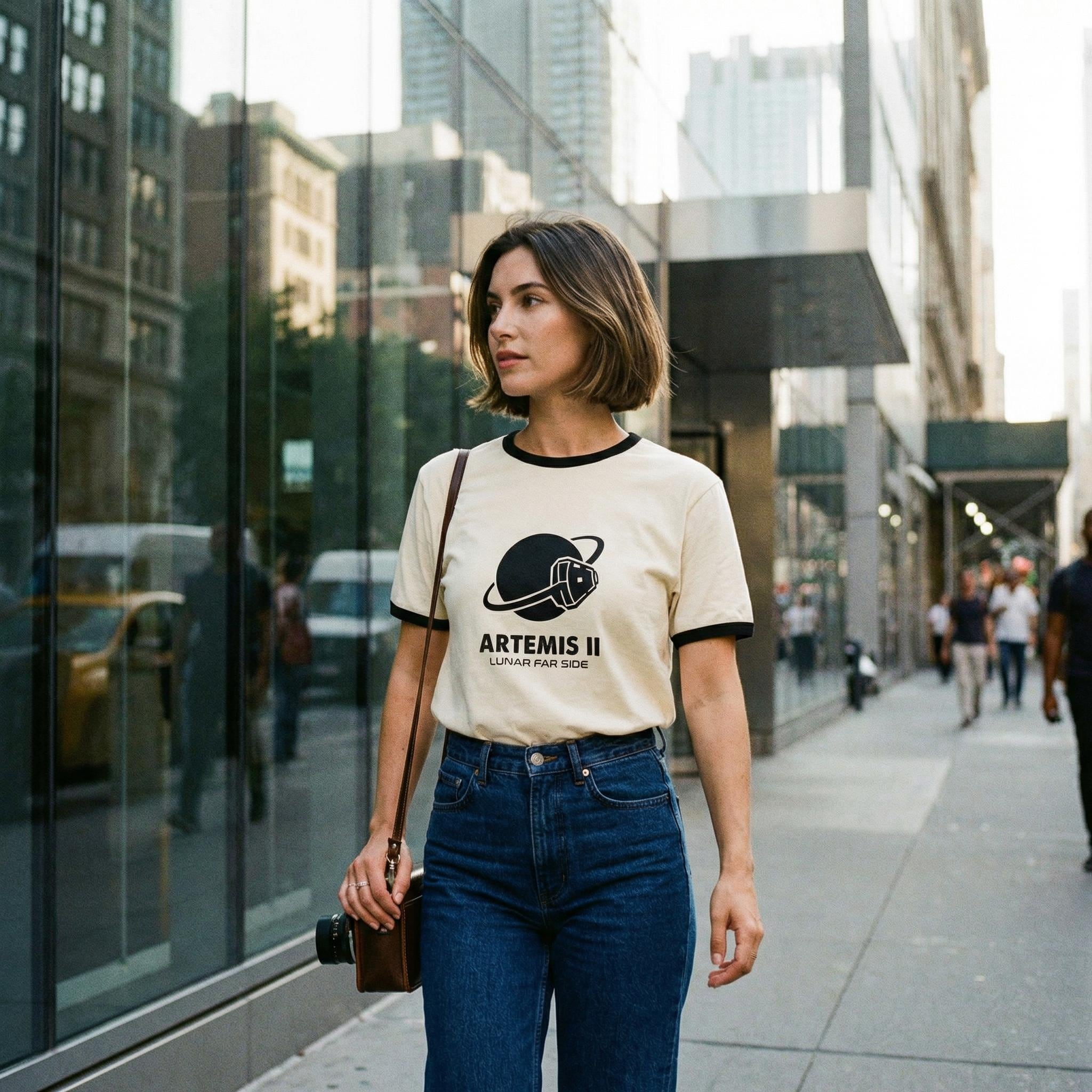 Artemis II Moon Mission Ringer Tee // Lunar Far Side Trajectory // 2026 NASA Orion Crewed Flight Souvenir // Retro 70s Style Space Shirt