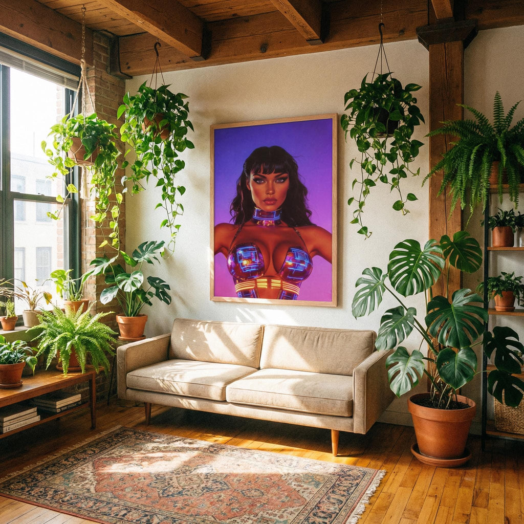 Vivid Nebula Queen Framed Poster — Orbital Archive High-Impact Sci-Fi Pulp Art