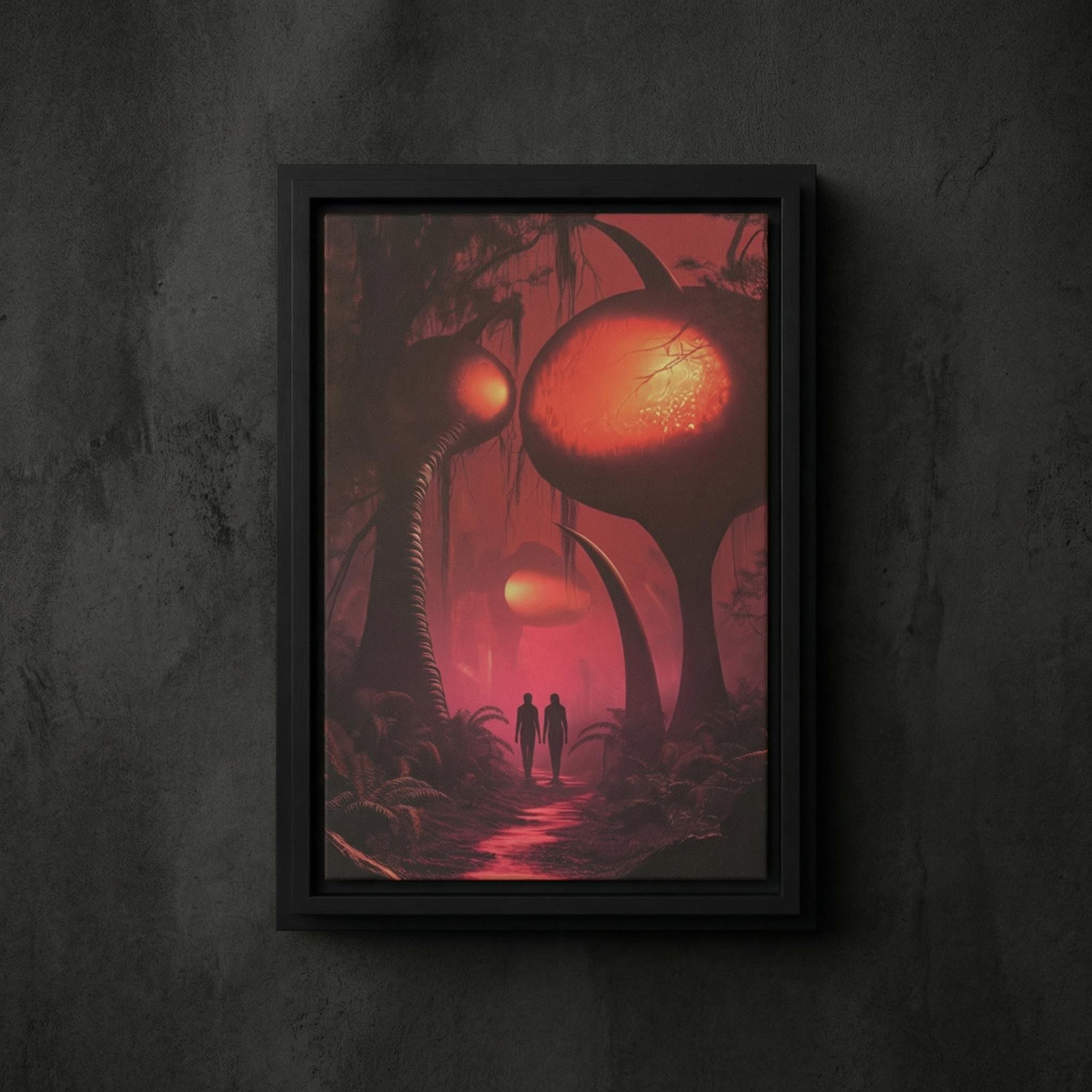 DIGITAL DOWNLOAD: Path Through the Alien Wood // Surreal Sci-Fi Nature Art // Ethereal Crimson Forest Wall Decor // Orbital Archive Series