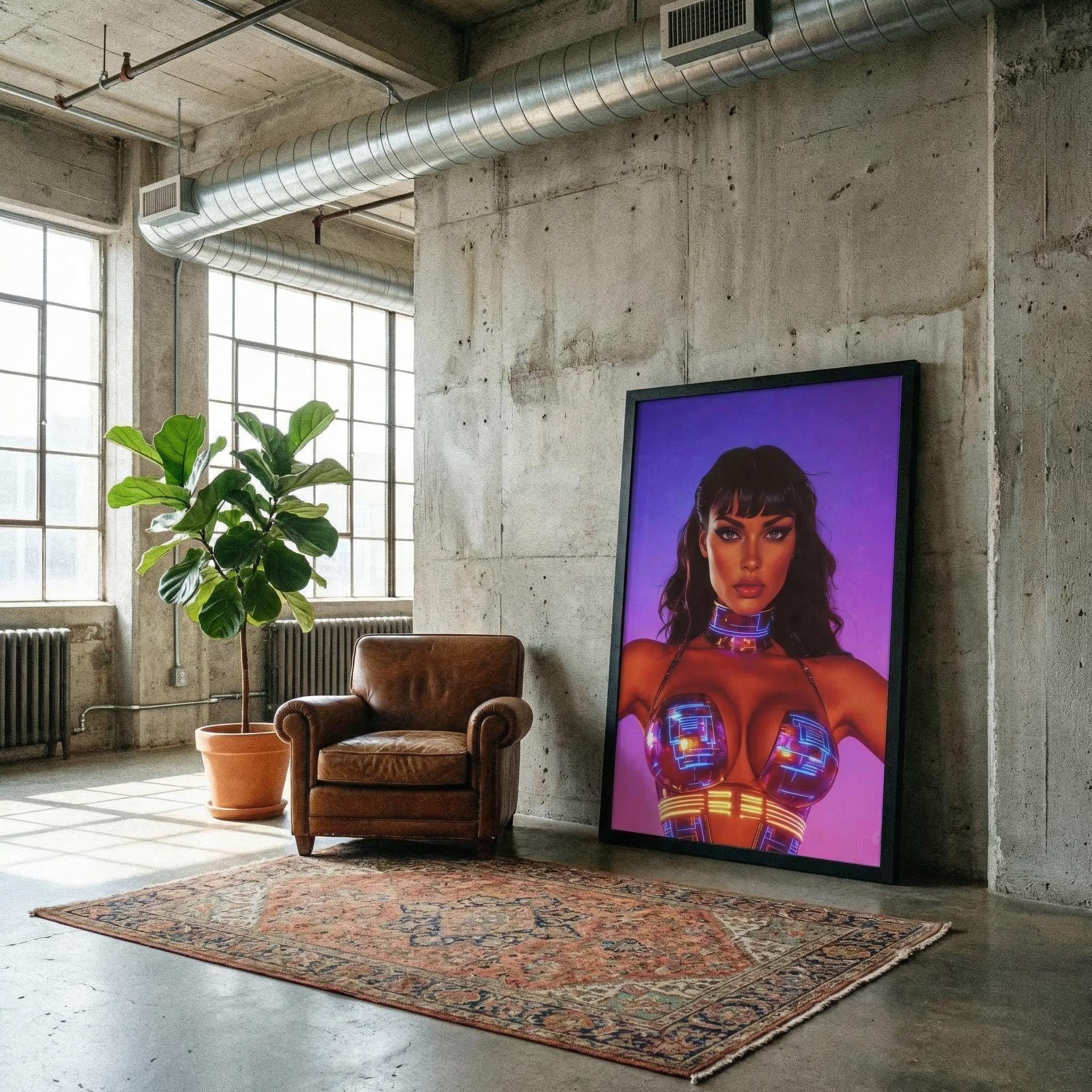 Vivid Nebula Queen Framed Poster — Orbital Archive High-Impact Sci-Fi Pulp Art