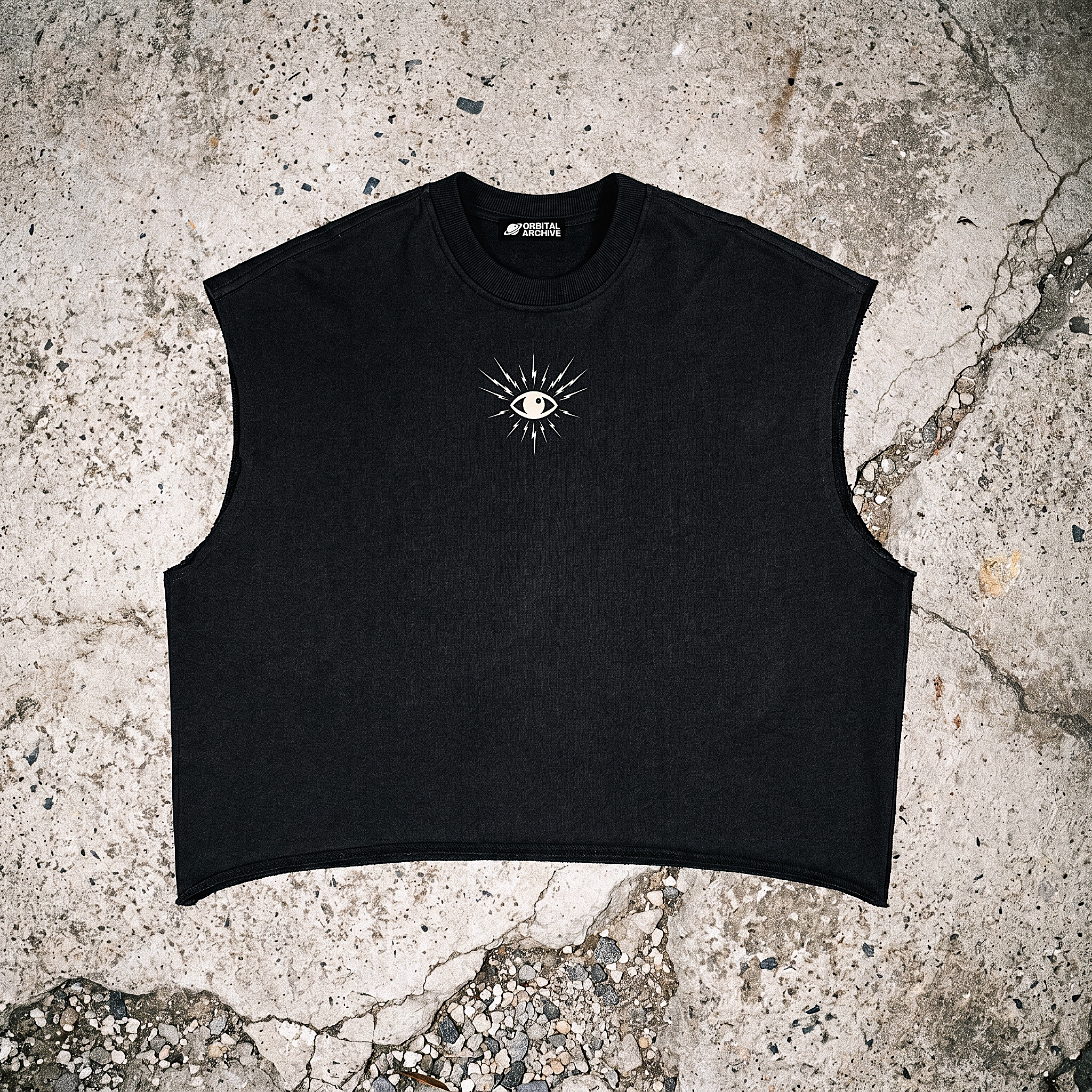 MKUltra CIA Conspiracy Tank Top | Raw Edge French Terry Boxy Muscle Tee, Sci-fi Streetwear