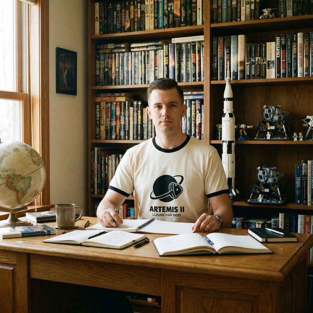 Artemis II Moon Mission Ringer Tee // Lunar Far Side Trajectory // 2026 NASA Orion Crewed Flight Souvenir // Retro 70s Style Space Shirt