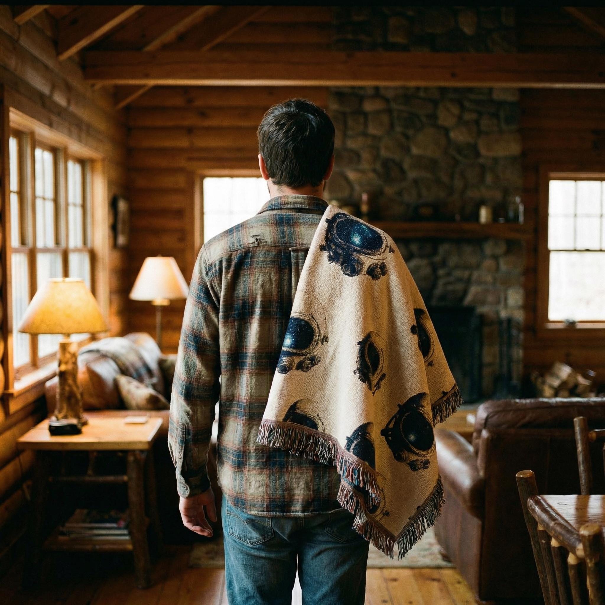 Retro-Futurist Astronaut Woven Throw Blanket – Sci-Fi Space Decor