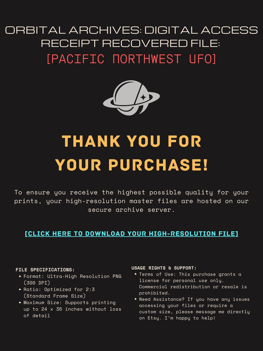 DIGITAL DOWNLOAD: Pacific Northwest UFO Poster – Retro Sci-Fi Film Still