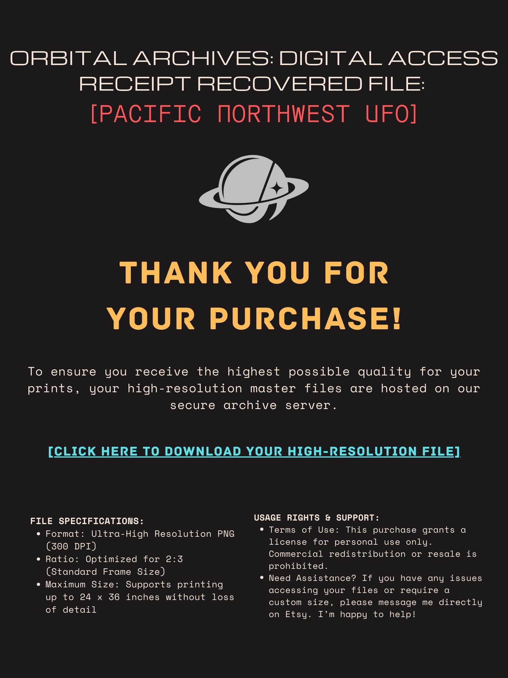 DIGITAL DOWNLOAD: Pacific Northwest UFO Poster – Retro Sci-Fi Film Still