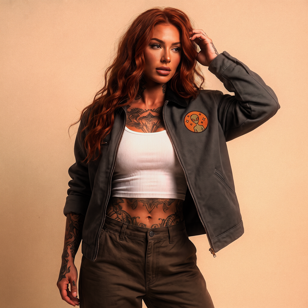 Varginha Incident Alien Embroidered Jacket | Duck Cloth Work Jacket