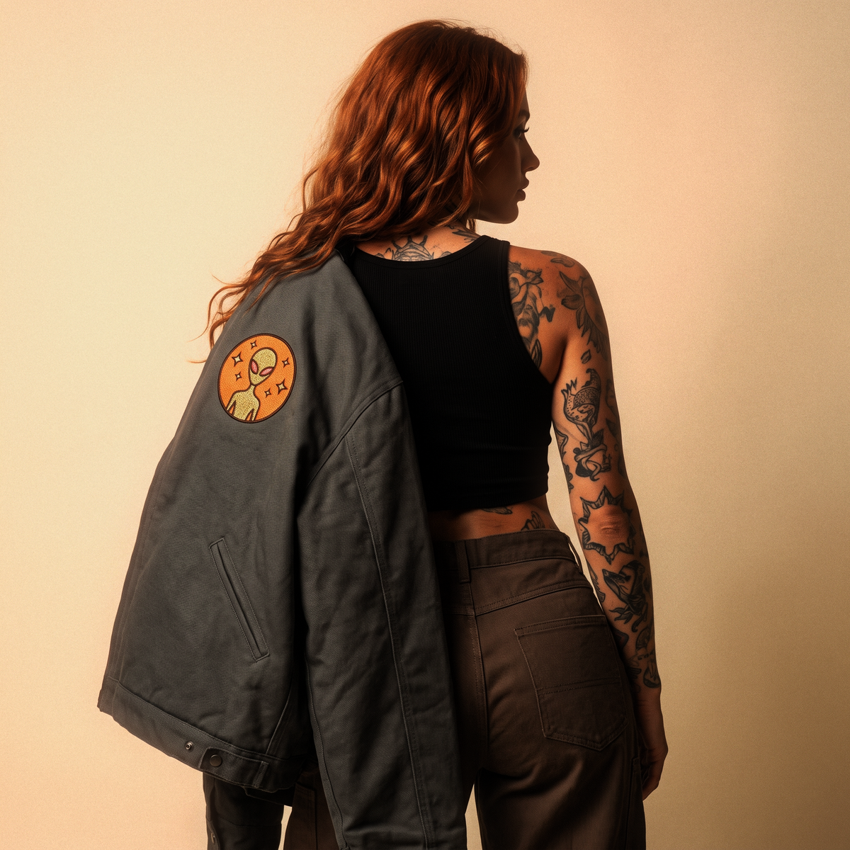 Varginha Incident Alien Embroidered Jacket | Duck Cloth Work Jacket