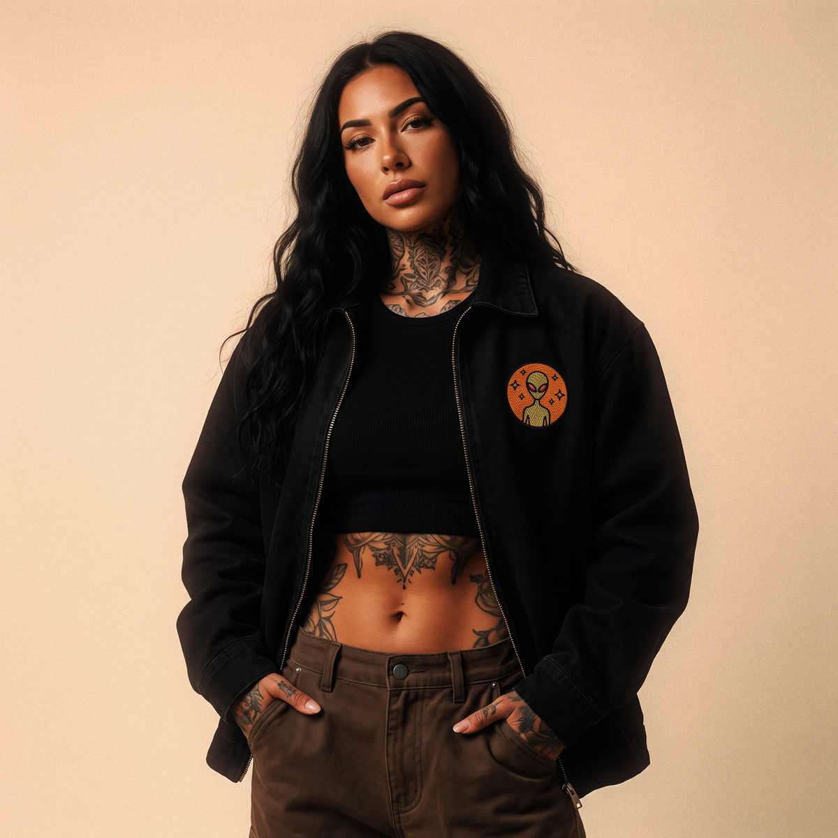 Varginha Incident Alien Embroidered Jacket | Duck Cloth Work Jacket