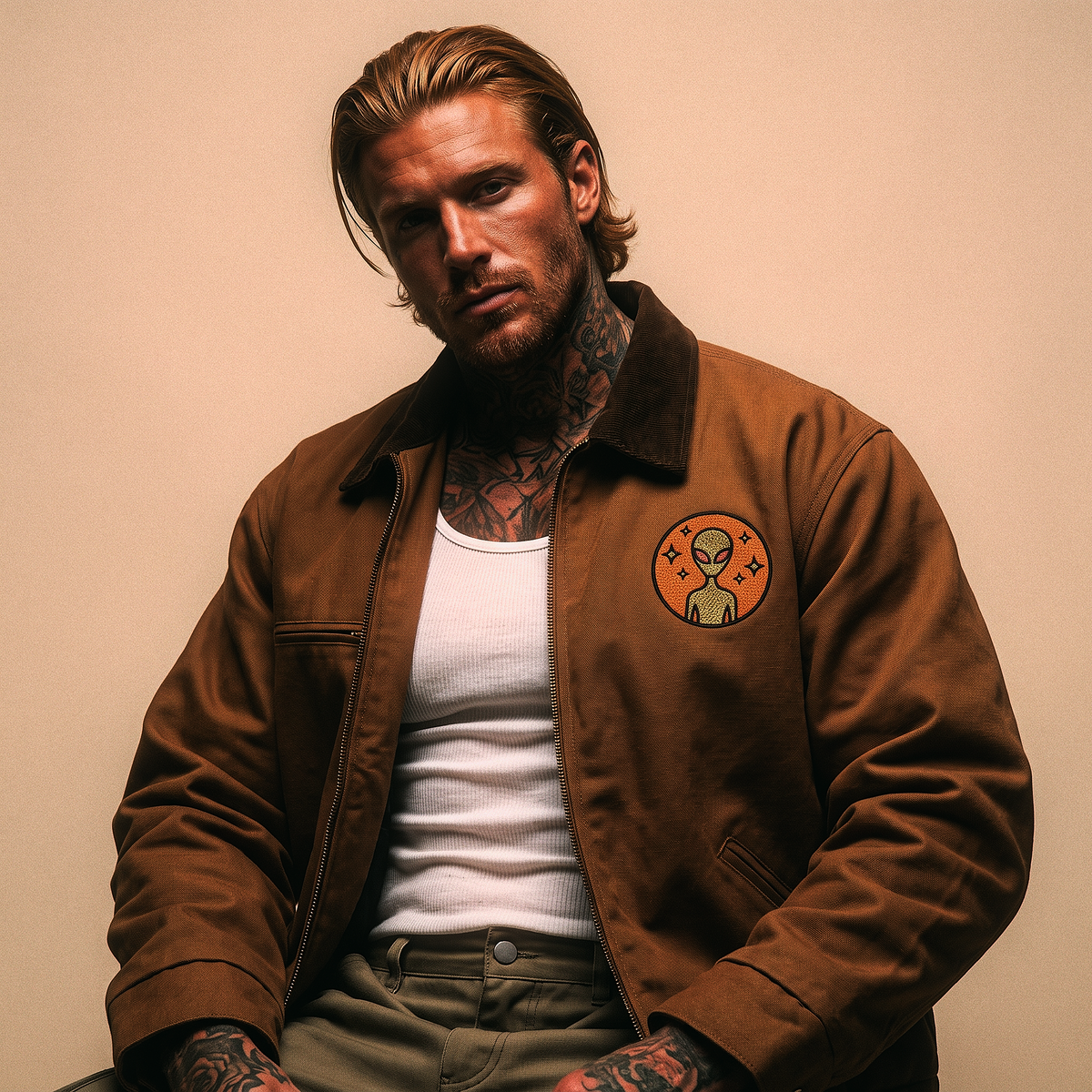 Varginha Incident Alien Embroidered Jacket | Duck Cloth Work Jacket