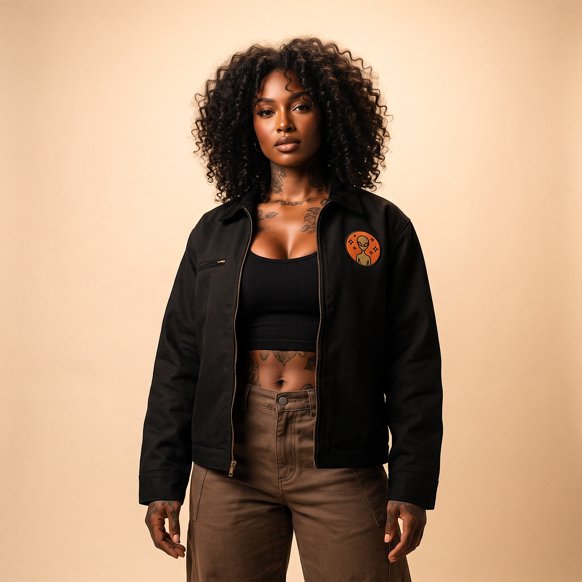 Varginha Incident Alien Embroidered Jacket | Duck Cloth Work Jacket