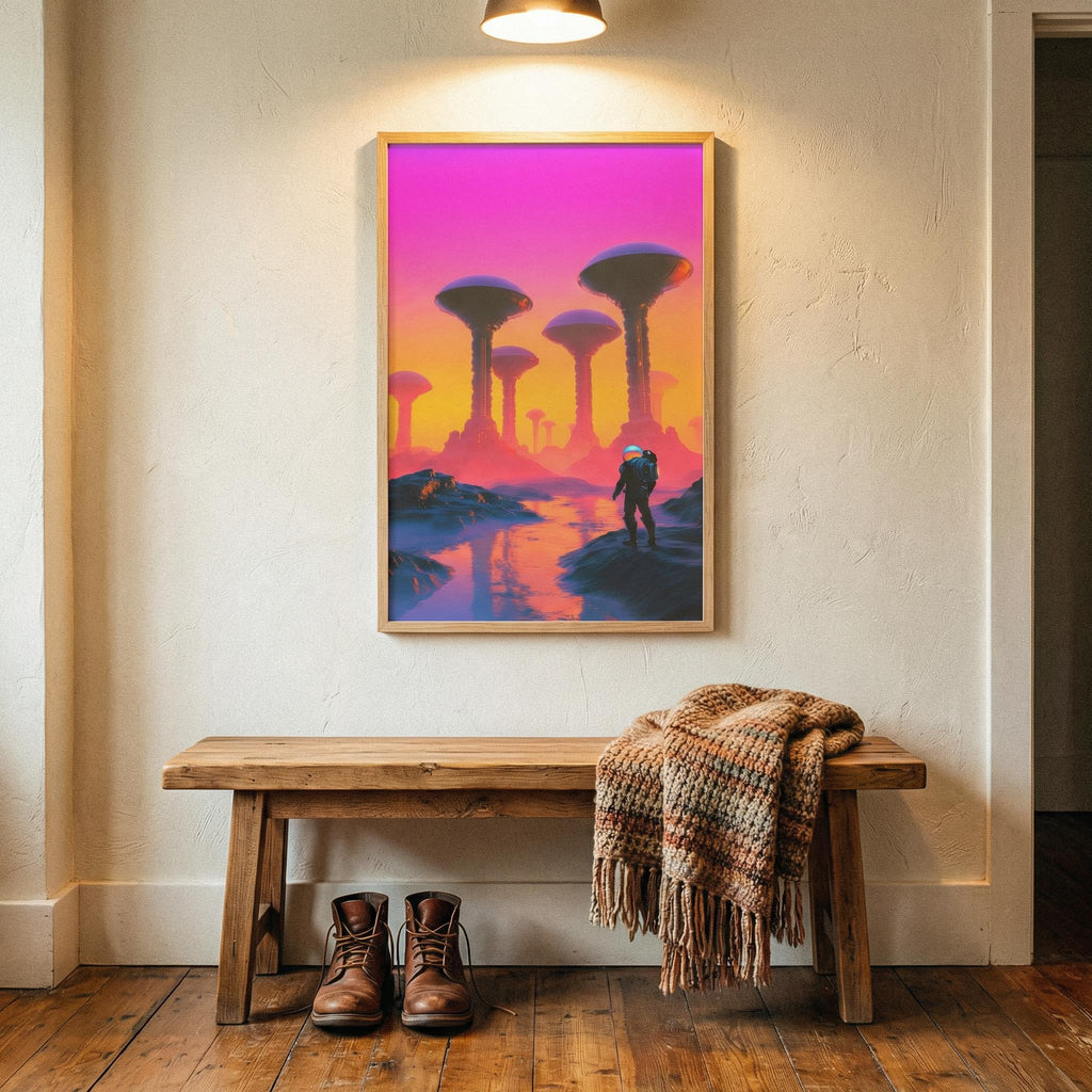 DIGITAL DOWNLOAD: Expedition to the Neon Shores — Retro-Futuristic Pulp Sci-Fi Poster