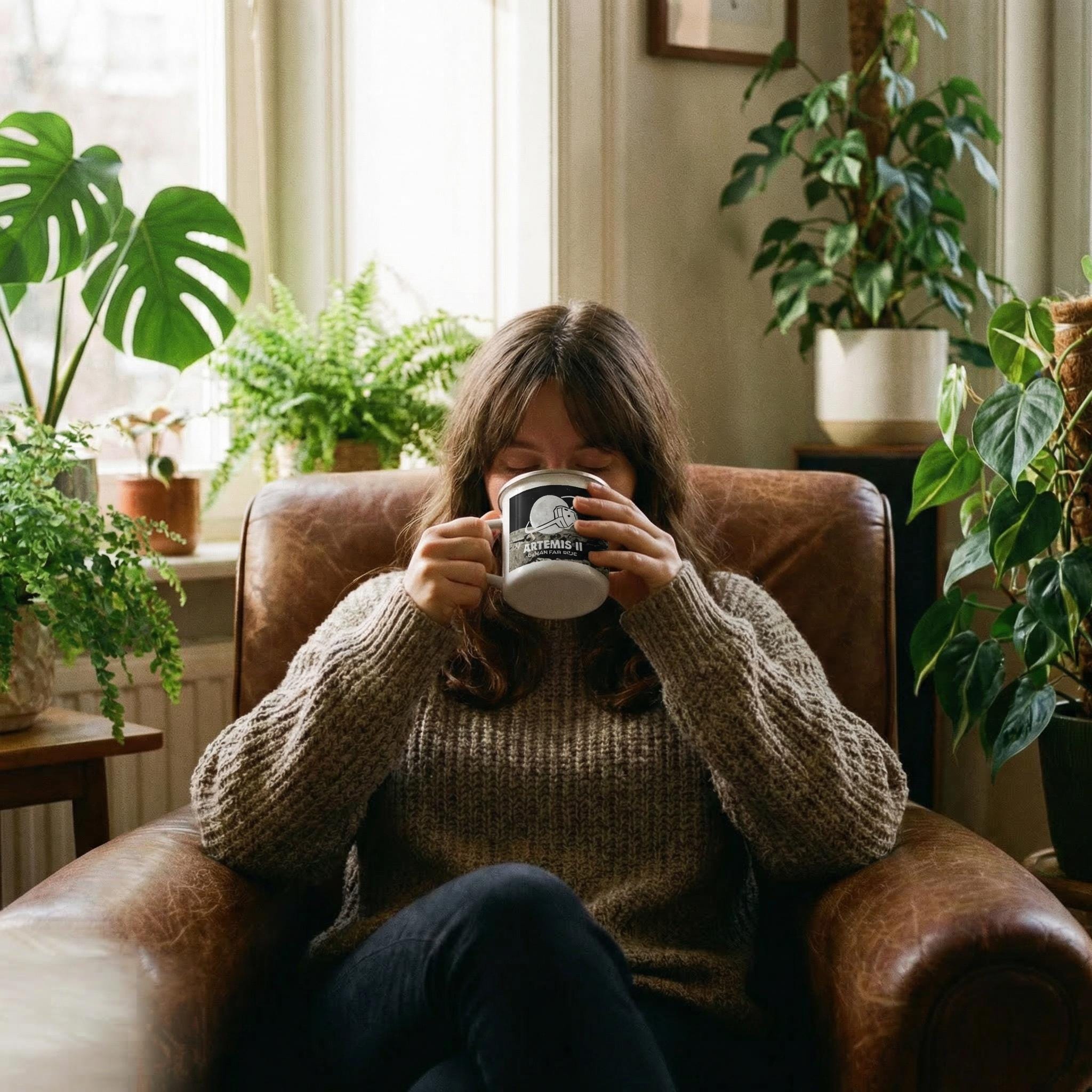 Artemis II Lunar Mission Enamel Mug, Retro Space Exploration Camp Cup, Moon Mission Gift for Astronomers, Sci-Fi Outer Space Star Chart