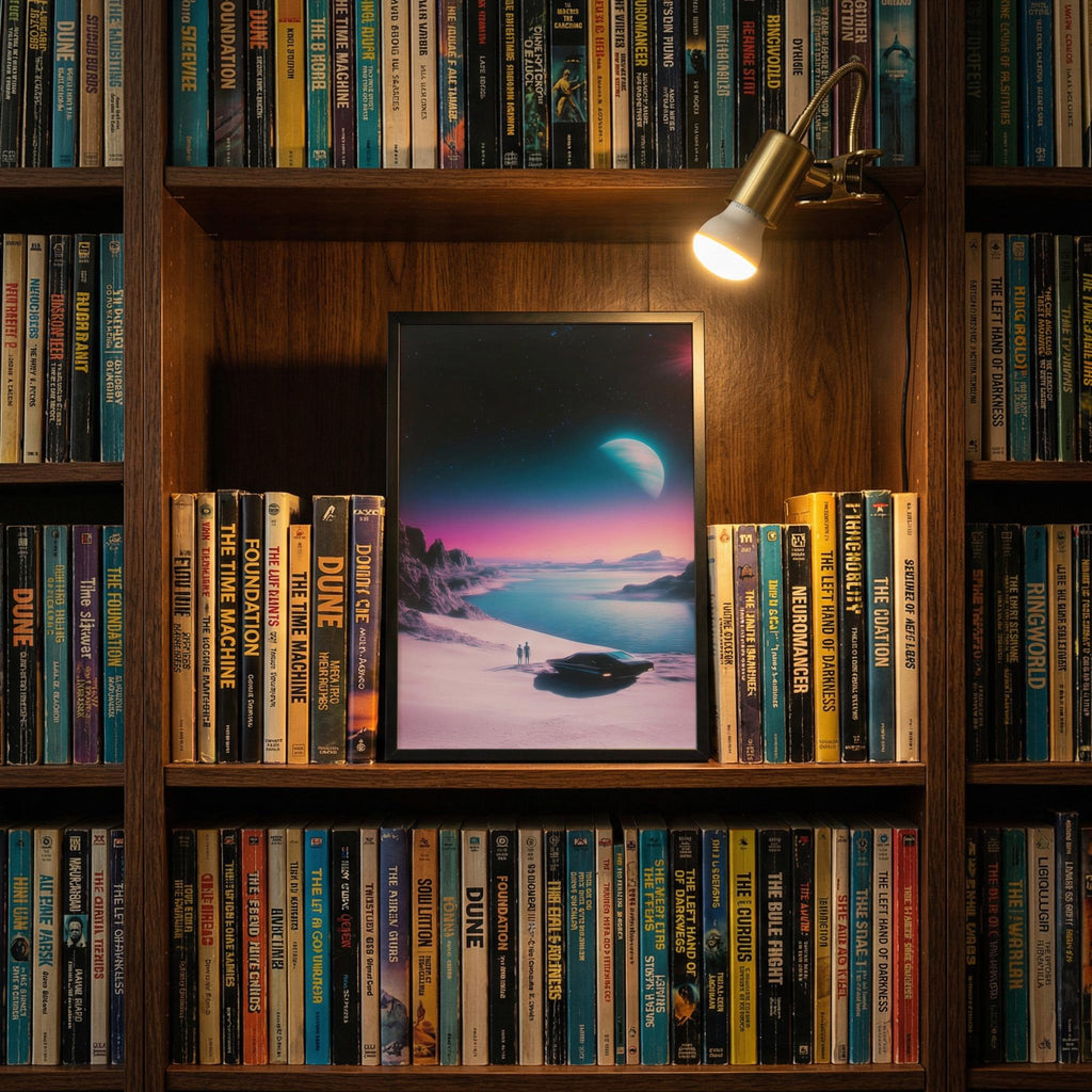 The Coastal Road Trip - Vertical Retro-Futurist Framed Art Print