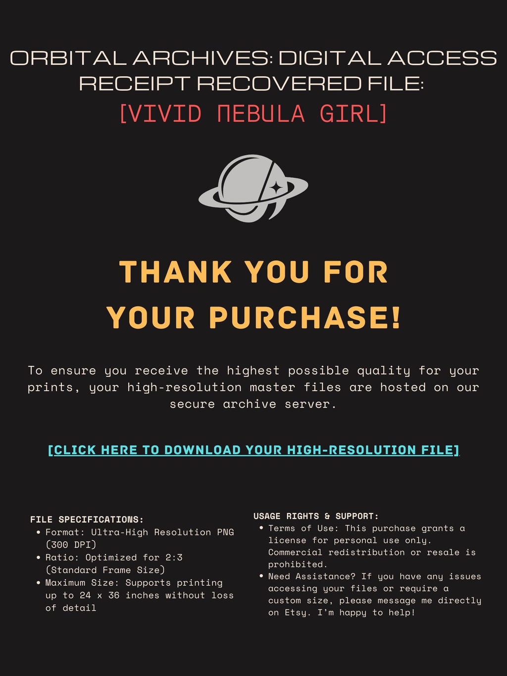 DIGITAL DOWNLOAD: Vivid Nebula Queen Poster — Orbital Archive High-Impact Sci-Fi Pulp Art