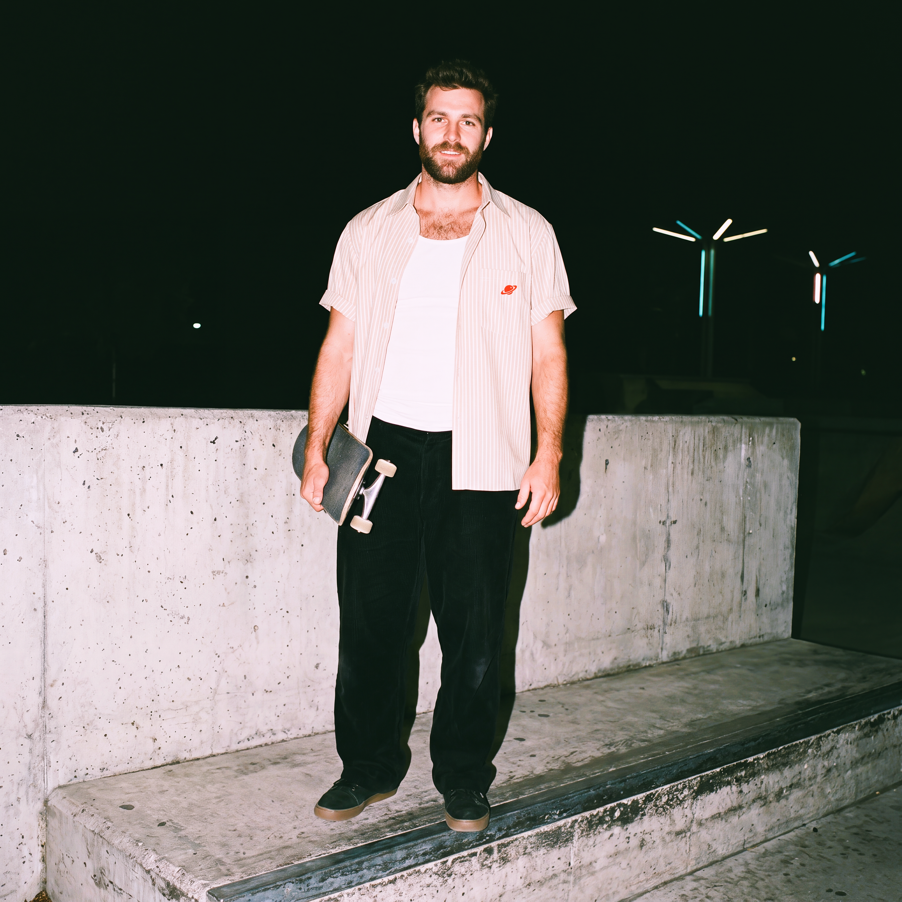 Roswell NM UFO Crash Log Oversized Striped Shirt — Orbital Archive Sci-Fi Streetwear — Boxy Cropped Button Up Short Sleeve Summer Top