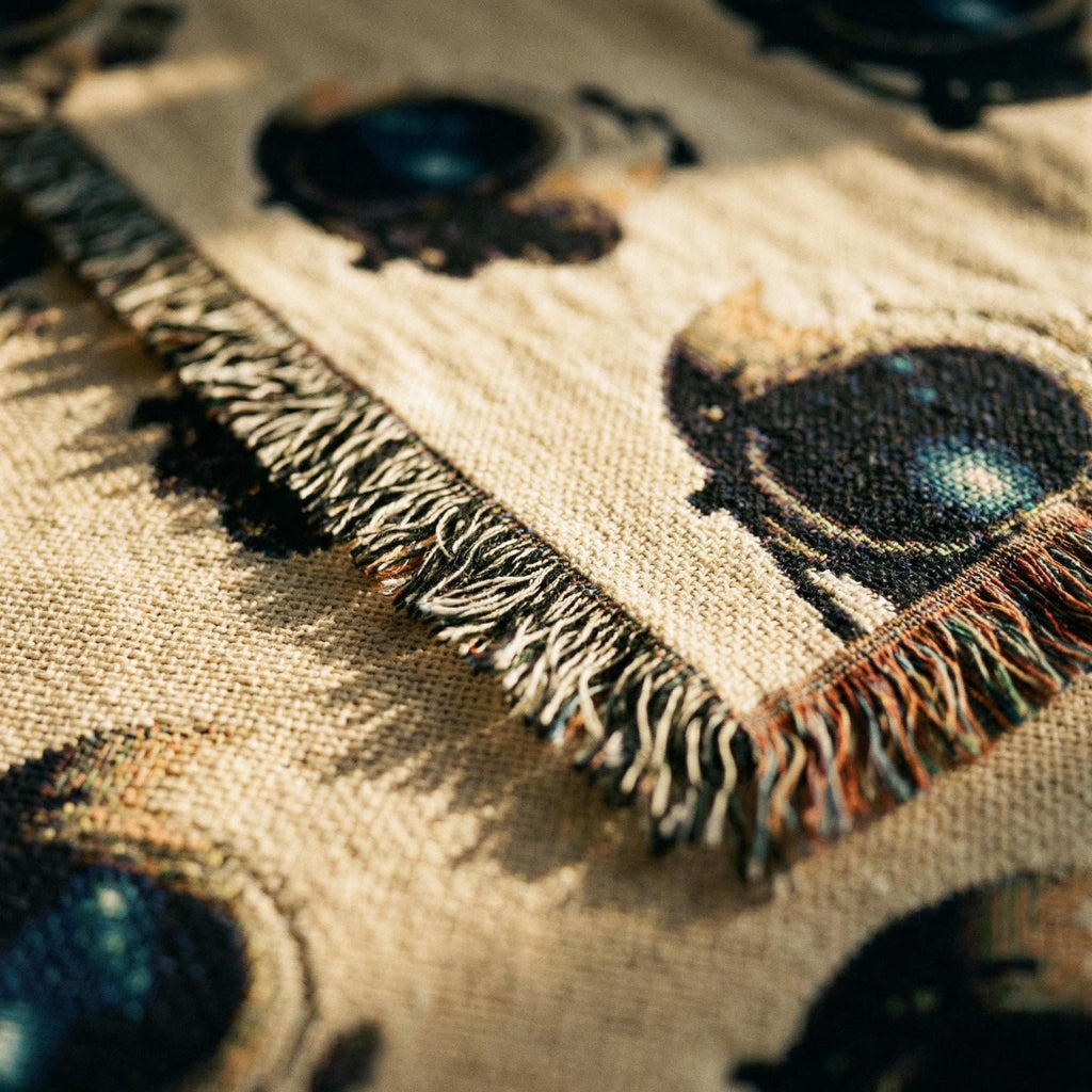 Retro-Futurist Astronaut Woven Throw Blanket – Sci-Fi Space Decor
