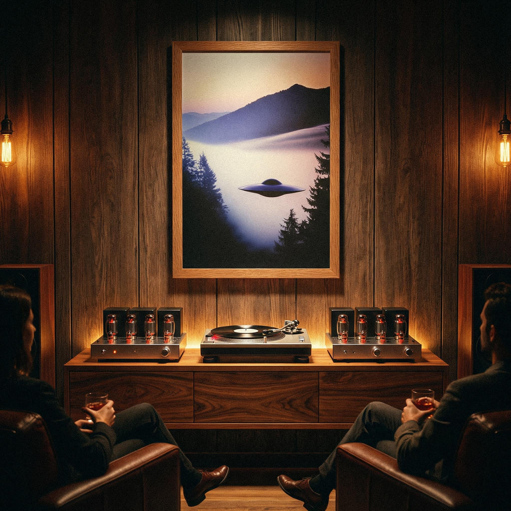 Pacific Northwest UFO Framed Poster – Retro Sci-Fi Film Still