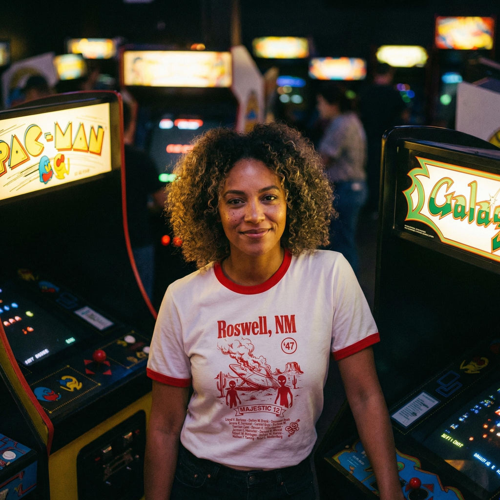 Roswell NM UFO crash ringer tee | Alien saucer graphic tee