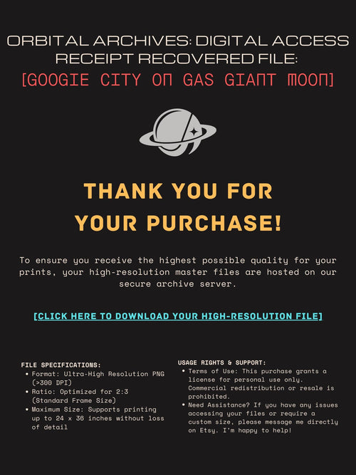 DIGITAL DOWNLOAD: Googie City on the Moon of a Gas Giant - Retro-Futurist Framed Canvas Print | Vintage Sci-Fi Art
