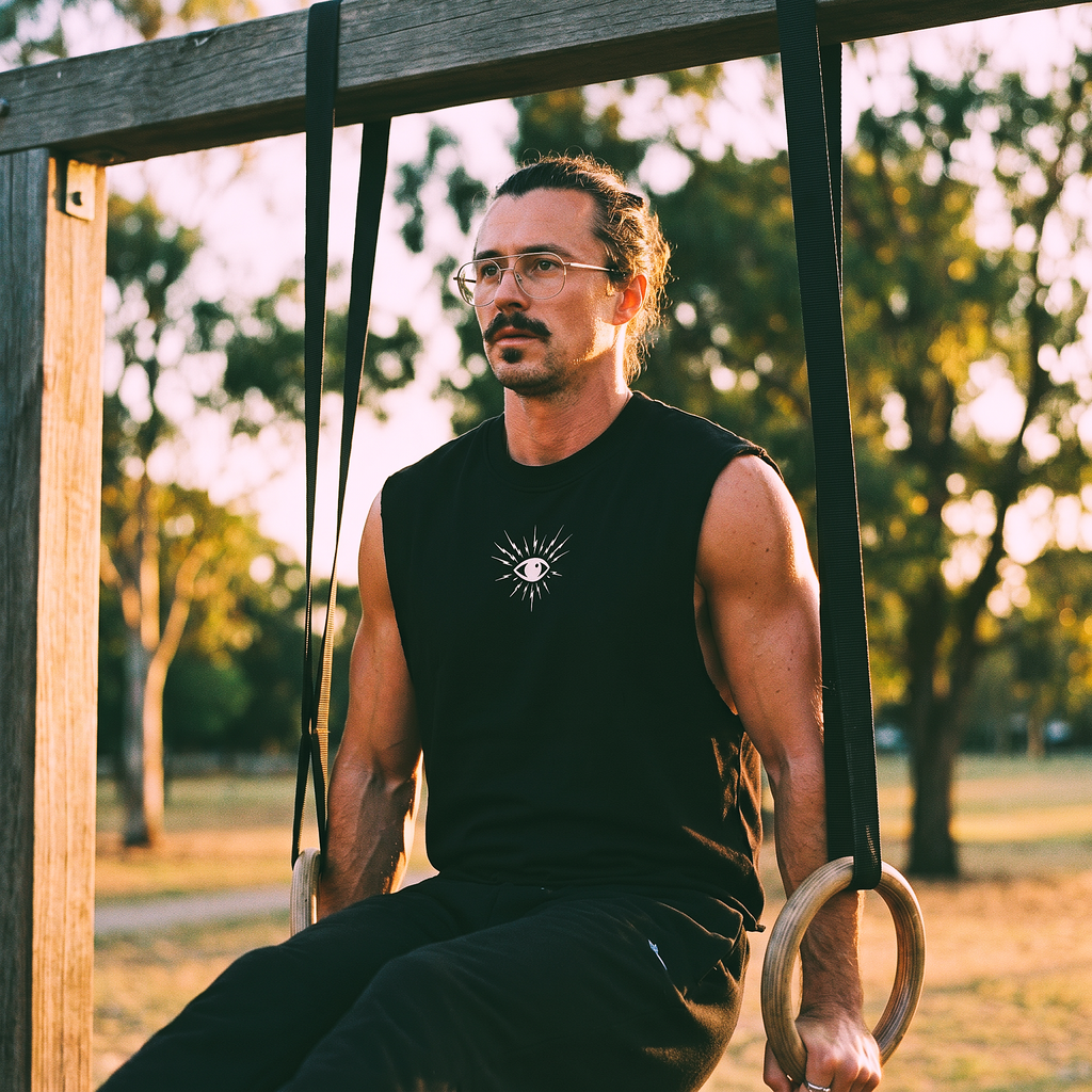 MKUltra CIA Conspiracy Tank Top | Raw Edge French Terry Boxy Muscle Tee, Sci-fi Streetwear