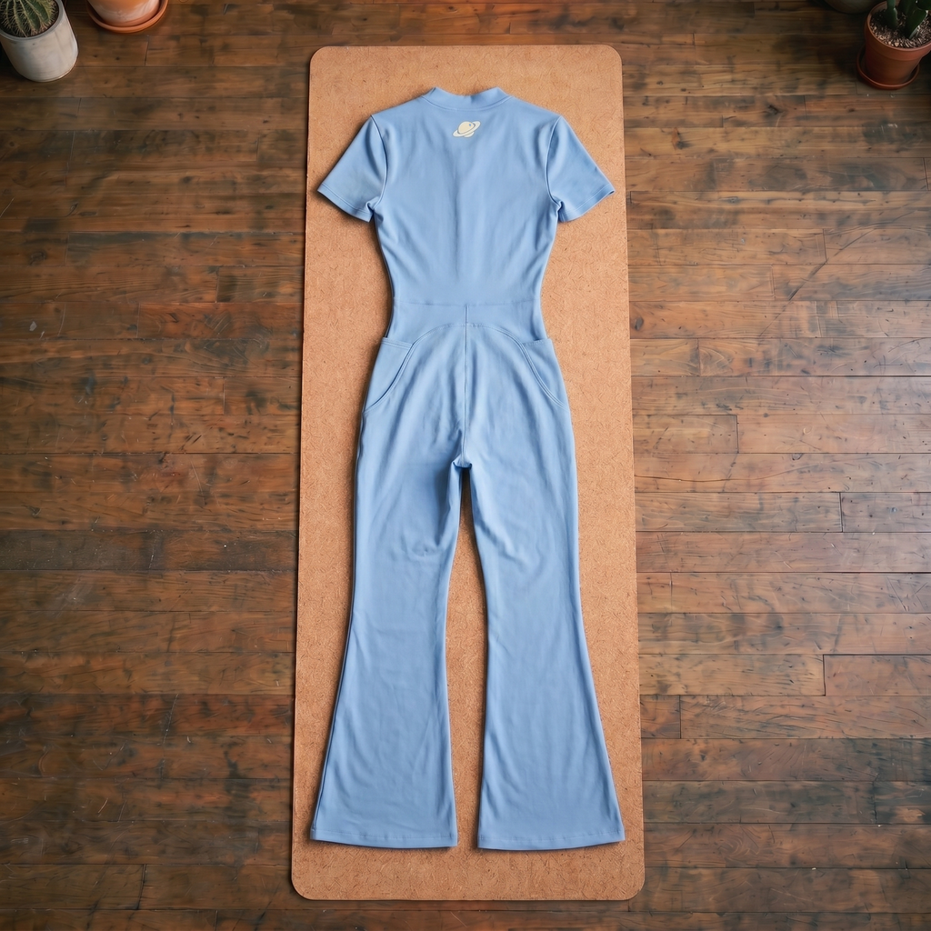 Orbital Archive Women's Tight Flared Leg Quarter-Zip Jumpsuit