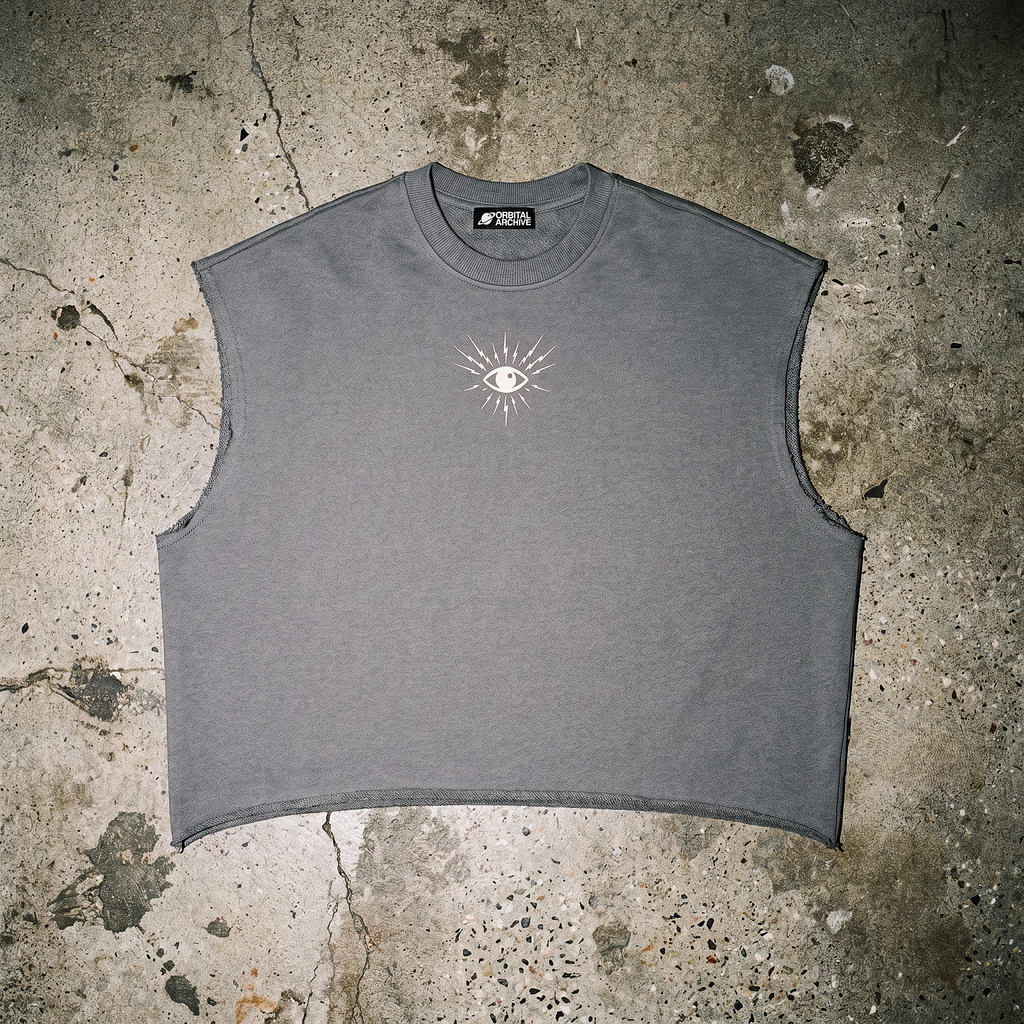 MKUltra CIA Conspiracy Tank Top | Raw Edge French Terry Boxy Muscle Tee, Sci-fi Streetwear