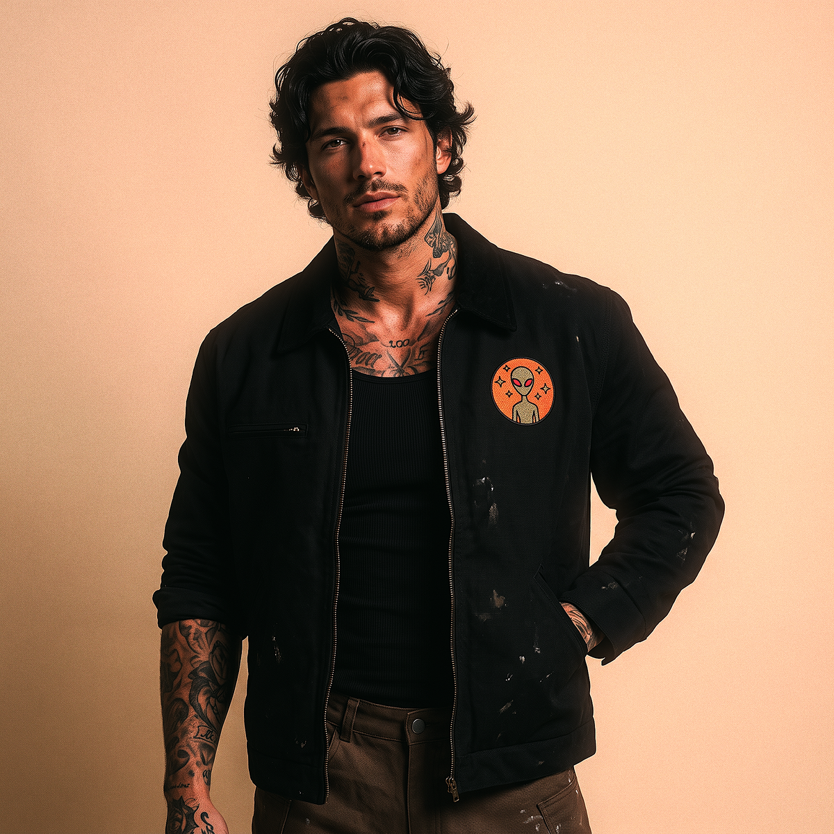 Varginha Incident Alien Embroidered Jacket | Duck Cloth Work Jacket