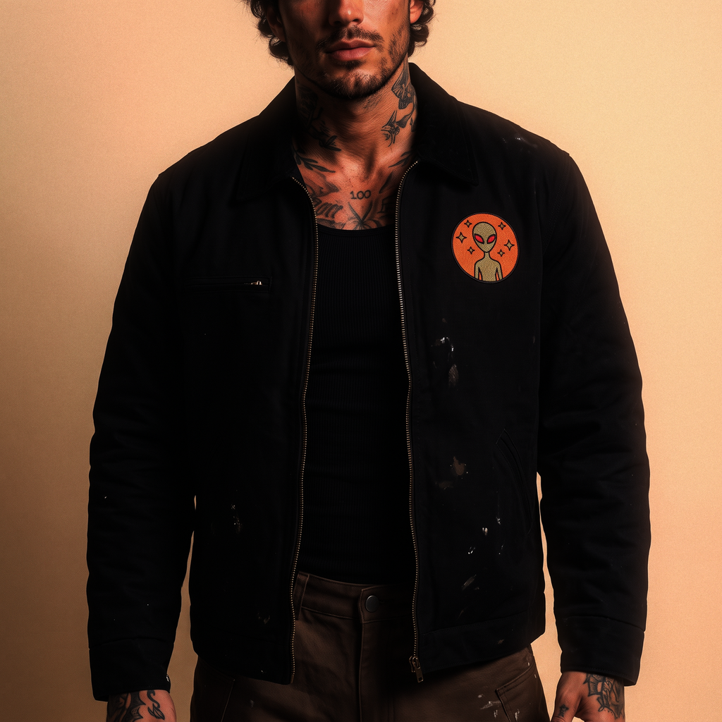 Varginha Incident Alien Embroidered Jacket | Duck Cloth Work Jacket
