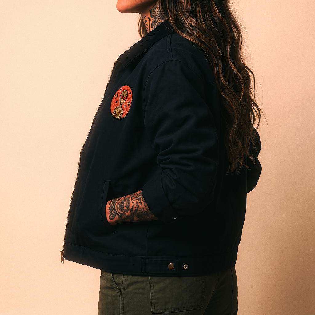 Varginha Incident Alien Embroidered Jacket | Duck Cloth Work Jacket