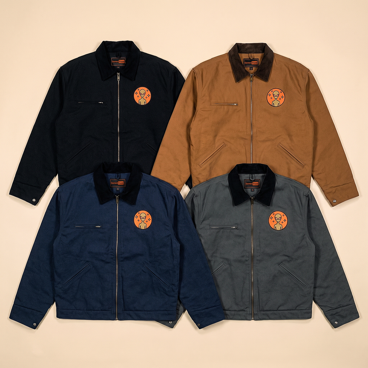 Varginha Incident Alien Embroidered Jacket | Duck Cloth Work Jacket